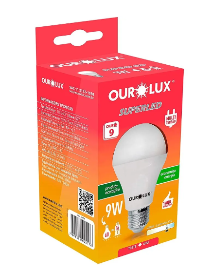 imagem de Lampada Ourolux Led 9W Bivolt 3000K