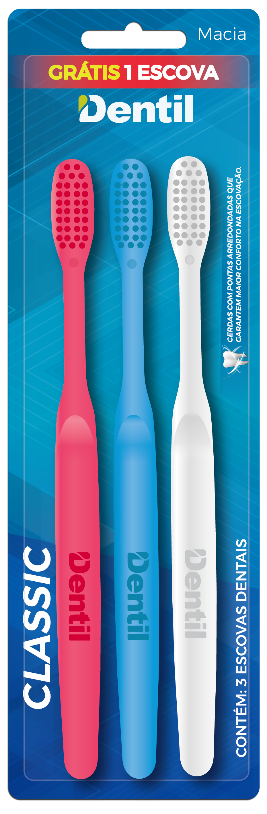 imagem de Escova Dental Dentil Classic Macia Leve 3 Pague 2
