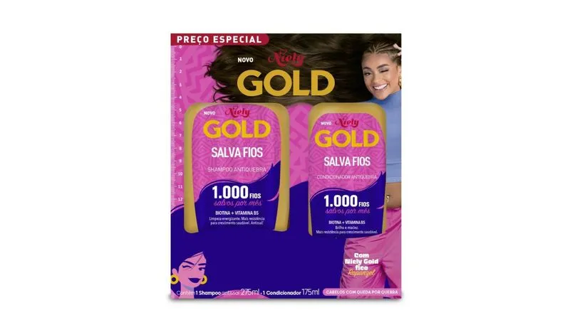 imagem de Kit Niely Gold Sh+Condicionador 275Ml/175Ml Salva Fios