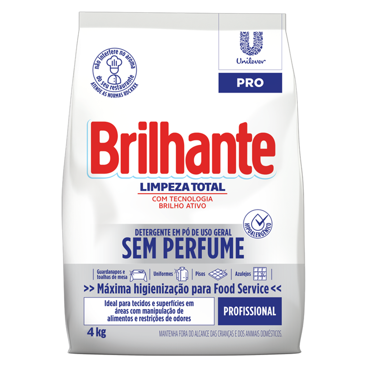 imagem de Sabao Em Po Brilhante Sem Perfume Sache 4Kg