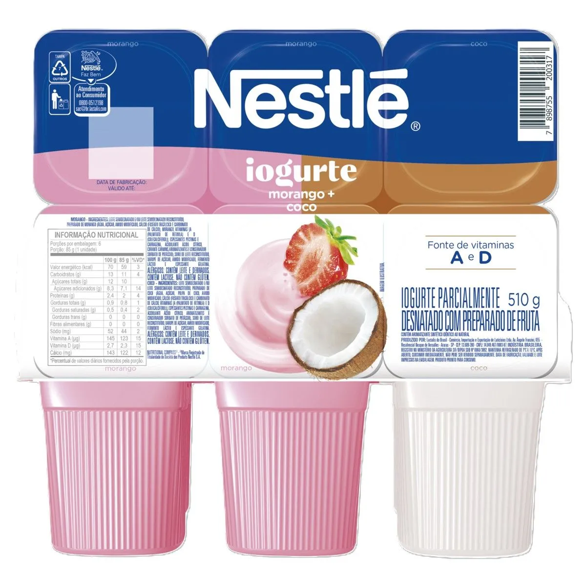 imagem de Iorgute Nestle Polpa Morango E Coco 510G